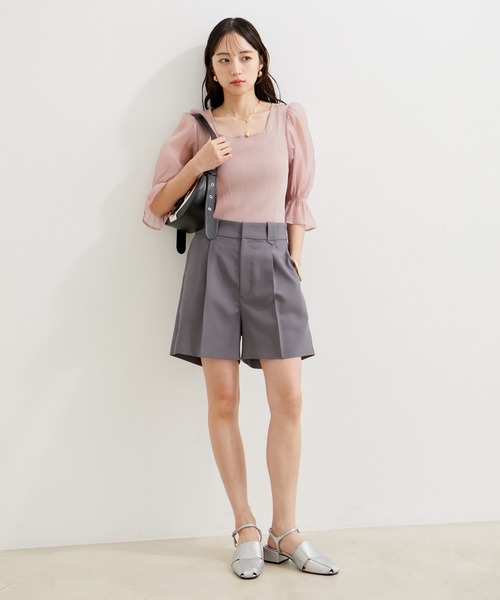 VIS（ビス）の「【新色追加】ワンタックショートパンツ【洗える】（その他パンツ・レディース・ベージュ/グレー/ブラック系その他/ライトグレー/ベージュ系その他・M/S）」の9枚目の写真