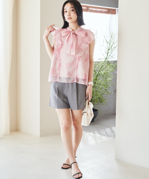 VIS（ビス）の「【新色追加】ワンタックショートパンツ【洗える】（その他パンツ・レディース・ベージュ/グレー/ブラック系その他/ライトグレー/ベージュ系その他・M/S）」の12枚目の写真