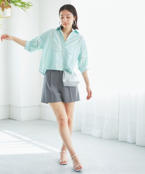 VIS（ビス）の「【新色追加】ワンタックショートパンツ【洗える】（その他パンツ・レディース・ベージュ/グレー/ブラック系その他/ライトグレー/ベージュ系その他・M/S）」の13枚目の写真