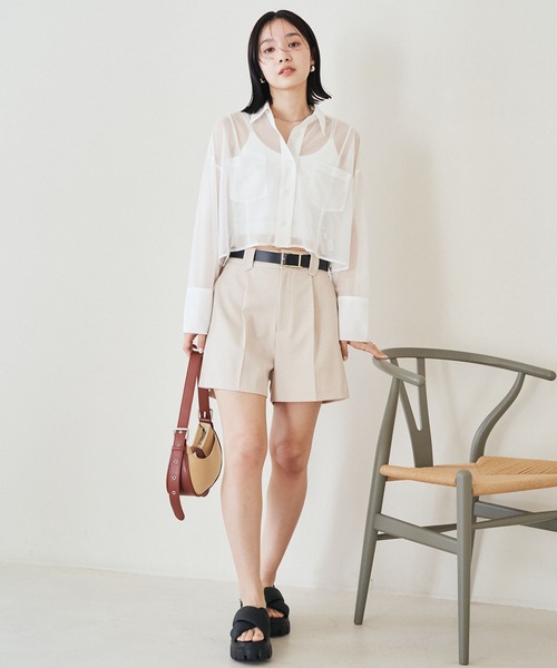 VIS（ビス）の「【新色追加】ワンタックショートパンツ【洗える】（その他パンツ・レディース・ベージュ/グレー/ブラック系その他/ライトグレー/ベージュ系その他・M/S）」の16枚目の写真