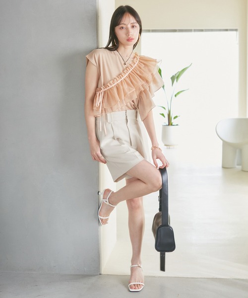 VIS（ビス）の「【新色追加】ワンタックショートパンツ【洗える】（その他パンツ・レディース・ベージュ/グレー/ブラック系その他/ライトグレー/ベージュ系その他・M/S）」の18枚目の写真