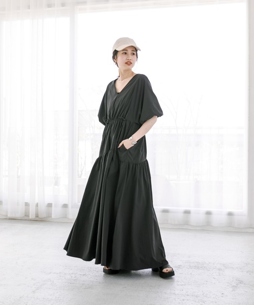 mystic(ミスティック)の「ドロストギャザーワンピース(ワンピース・レディース・ブラック/グリーン/オフホワイト/ブルー/イエロー・2/0/1)」の10枚目の写真