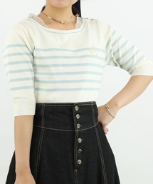 an another angelus | ロゴ刺繍ボーダーニットプルオーバー(ニット/セーター)