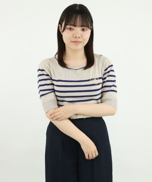 an another angelus(アンアナザーアンジェラス)の「ロゴ刺繍ボーダーニットプルオーバー/ananotherangelus(ニット/セーター・レディース・ブルー/ミント/ネイビー・FREE)」の6枚目の写真