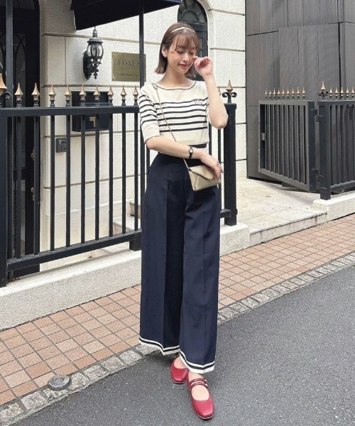 an another angelus(アンアナザーアンジェラス)の「ロゴ刺繍ボーダーニットプルオーバー/ananotherangelus(ニット/セーター・レディース・ブルー/ミント/ネイビー・FREE)」の5枚目の写真