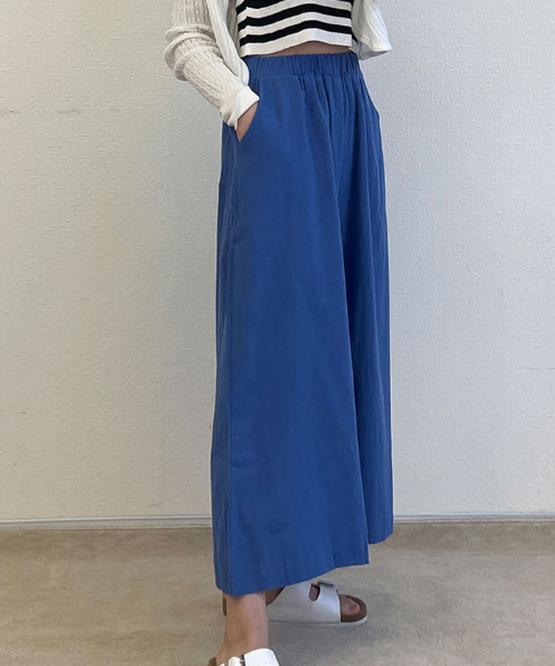 VIVID LADY(ビビッドレディー)の「シンプルリネンワイドパンツ8分 全7色 レディース(その他パンツ・レディース・スカイブルー/ブラック/ベージュ/グレー/カーキ/ピンク/ブルー・FREE)」の21枚目の写真