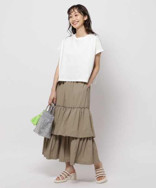 雑誌掲載✴︎新品ナインNINE シルクコットンティアードミニスカート ミントカラー 雑誌掲載✴︎新品ナインNINE シルクコットンティアードミニ