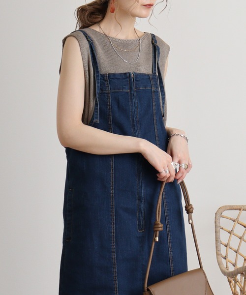 atONE（アットワン）の「atONE 前ジッパーデニムジャンスカ（ワンピース・レディース・ワンウォッシュ/ネイビー・LL/M/4L/3L/L）」の18枚目の写真