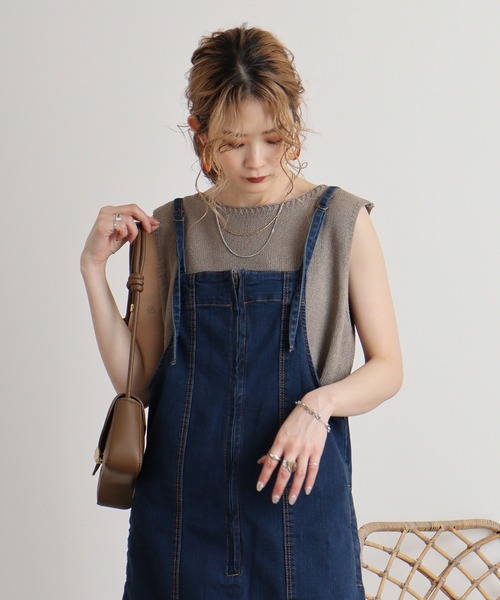 atONE（アットワン）の「atONE 前ジッパーデニムジャンスカ（ワンピース・レディース・ワンウォッシュ/ネイビー・LL/M/4L/3L/L）」の17枚目の写真