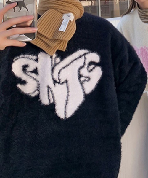 ROOPTOKYO(ループトウキョウ)の「▲FRONT DESIGN KNIT PULLOVER/フロントデザイン ニットプルオーバー(ニット/セーター・レディース・レッド/ホワイト/ブラック・M/L/S)」の1枚目の写真