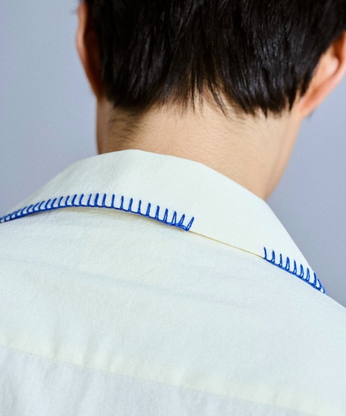 flower embroidery SAGARA h/s shirt / サガラ花刺繍開ガーゼ