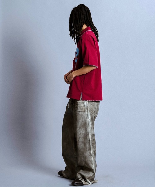 Camphor wood（カンファーウッド）の「flower embroidery SAGARA h/s shirt / サガラ花刺繍開ガーゼシャツ（シャツ/ブラウス・メンズ・アイボリー/ライトブルー/レッド/チャコールグレー/バーガンディー・SMALL/MEDIUM/LARGE）」の12枚目の写真