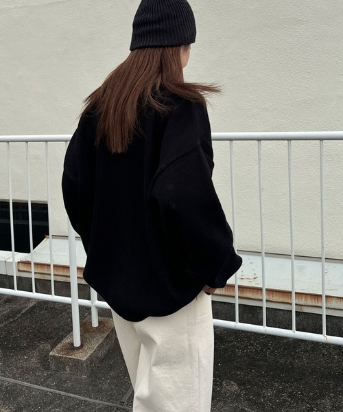 CANAL JEAN（キャナルジーン）の「choice_cnl　ジャガード×刺繍ニット（ニット/セーター・レディース・ブラック/オフホワイト・ONE SIZE）」の4枚目の写真
