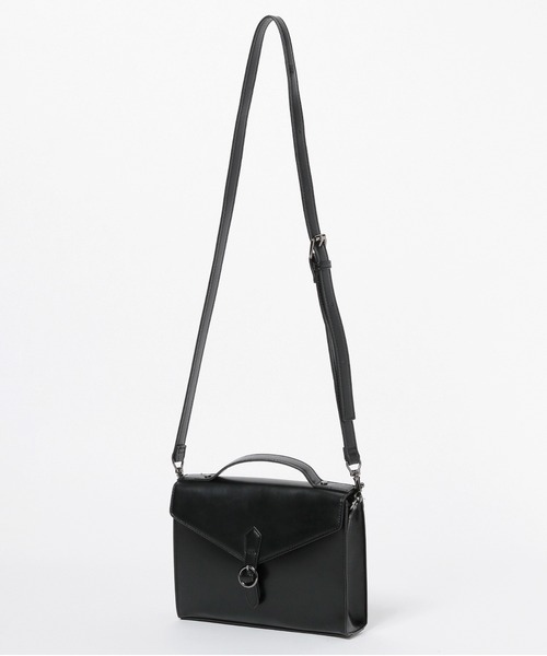 シンセティックレザー/2WAYフラップミニショルダーバッグ（ショルダー