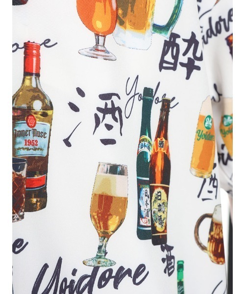 SAKAZEN(サカゼン)の「YOIDORE 酒×総柄 オープンカラー デザインシャツ(シャツ/ブラウス・メンズ・ブラック/ホワイト・M/L/LL)」の8枚目の写真