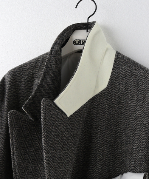 sulvam（サルバム）の「【SULVAM / サルバム】ヘリンボーンタチキリコート（その他アウター・メンズ・ブラック・MEDIUM）」の5枚目の写真