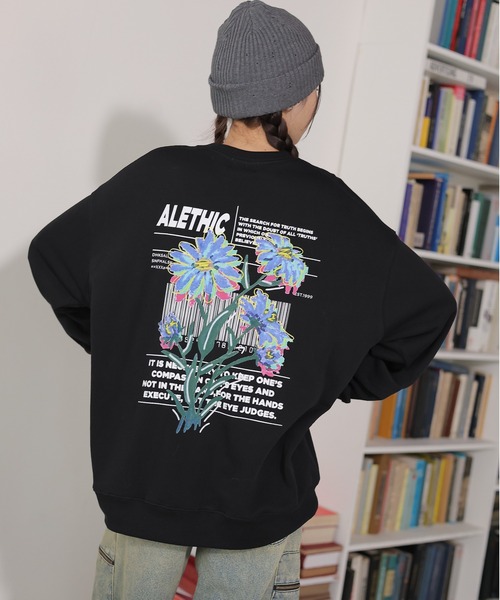 PBLIM(ページボーイリム)の「《UNISEX》アートフラワースウェット(スウェット・レディース・杢グレー/ピンク/ブラウン/ネイビー/オートミール/ブラック・LARGE/MEDIUM)」の2枚目の写真