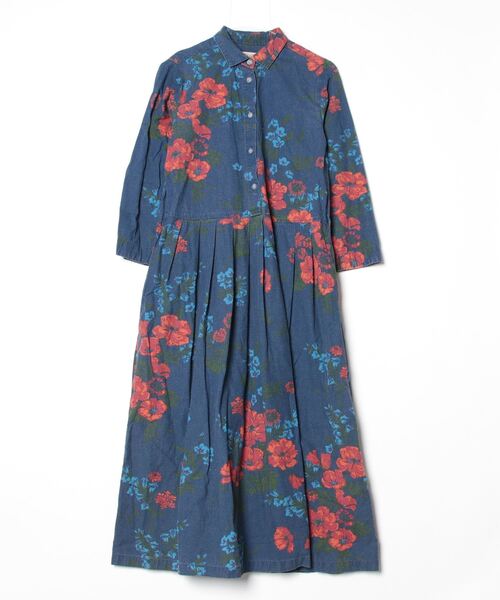 O animus sunflower 刺繍 花柄 ロング シャツ ワンピース O animus sunflower 刺繍 花柄 ロング シャツ ワンピース