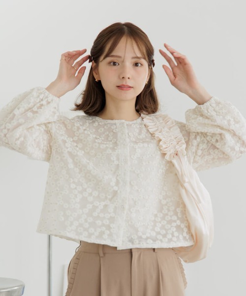 flower（フラワー）の「クリアネスブルームトップ（シャツ/ブラウス・レディース・アイボリー/ピンク・FREE）」の9枚目の写真