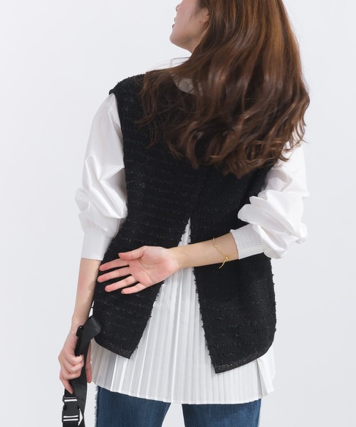 【セール】ニットベスト＆プリーツブラウスプルオーバー（アンサンブル）｜PICCIN（ピッチン）