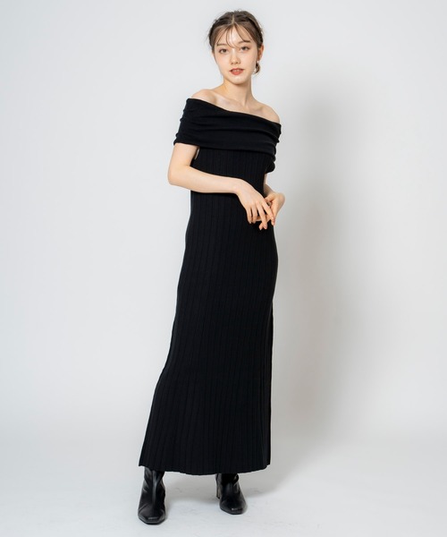 NOELA(ノエラ)の「バーサカラーニットワンピース(ワンピース・レディース・グレー/ピンク/ブラック・フリー)」の4枚目の写真