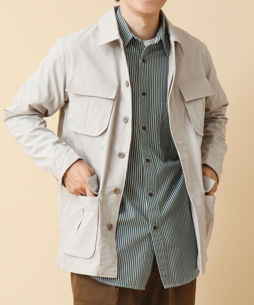 NOLLEY’S（ノーリーズ）の「《透湿/撥水》ストレッチファティーグシャツジャケット 24AW（ミリタリージャケット・メンズ・ネイビー/ブラック/グレイッシュベージュ/ベージュ・M/L）」の3枚目の写真