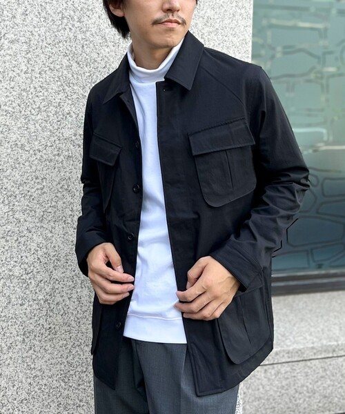 NOLLEY’S（ノーリーズ）の「《透湿/撥水》ストレッチファティーグシャツジャケット 24AW（ミリタリージャケット・メンズ・ネイビー/ブラック/グレイッシュベージュ/ベージュ・M/L）」の2枚目の写真