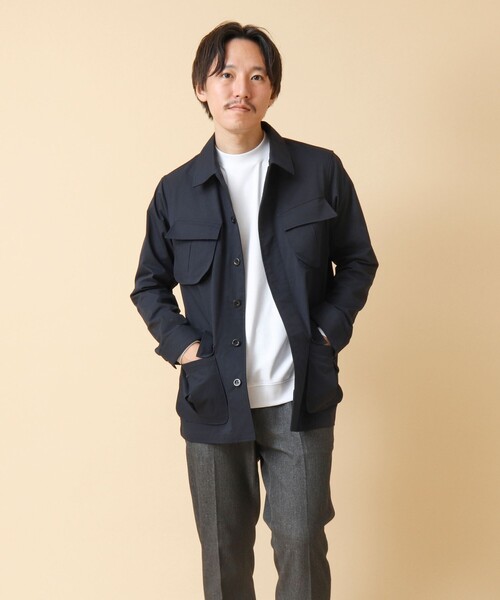 NOLLEY’S（ノーリーズ）の「《透湿/撥水》ストレッチファティーグシャツジャケット 24AW（ミリタリージャケット・メンズ・ネイビー/ブラック/グレイッシュベージュ/ベージュ・M/L）」の12枚目の写真
