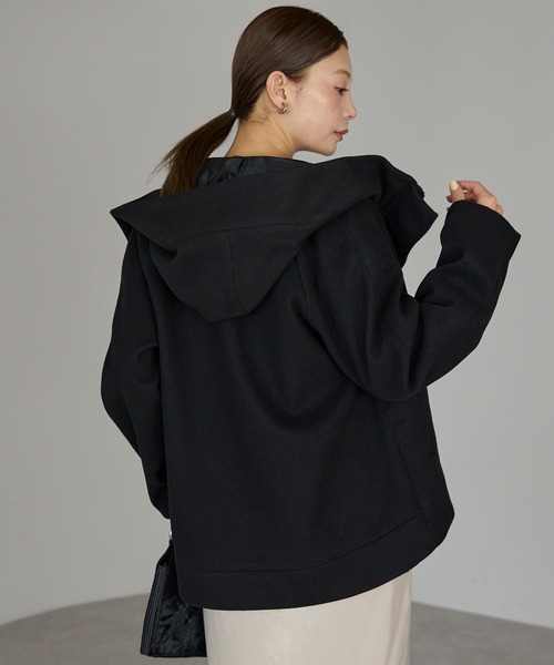 【やーまん/Y's】フード付き黒ウールコート やーまん/Y's】フード付き黒ウールコート Y's for men】黒 ウール