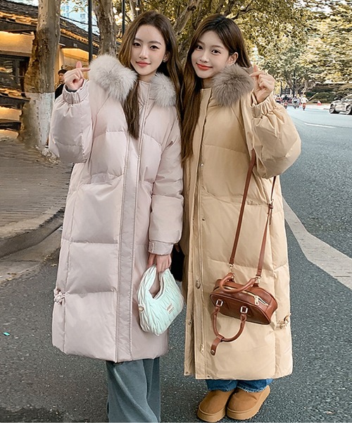 m-i-d ベージュ ダウン　ロング コート ファー Twinkle;pm（トゥインクルピーエム）の「ファーフード付きロングダウン