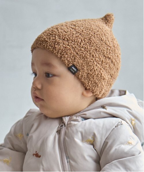 petit main（プティマイン）の「とんがりマシュマロビーニー（その他ベビー用品・キッズ・キャメル/ライトピンク/ネイビー/ライトグリーン/アイボリー・46cm/48cm/50cm）」の4枚目の写真