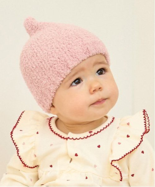 petit main（プティマイン）の「とんがりマシュマロビーニー（その他ベビー用品・キッズ・キャメル/ライトピンク/ネイビー/ライトグリーン/アイボリー・46cm/48cm/50cm）」の5枚目の写真