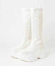 YOSUKE | ヨースケYOSUKEウィメンズ厚底ビッグシルエットストレッチロングブーツ4460087(ブーツ)