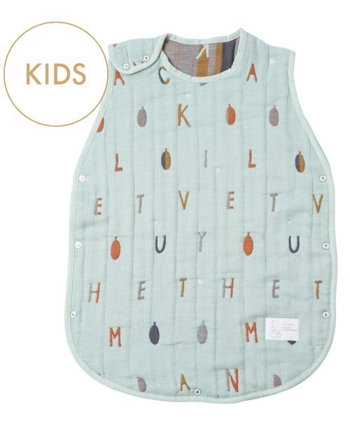 10mois(ディモワ)の「【10mois(ディモワ)】ふくふくガーゼ(6重ガーゼ) コットンウールスリーパー(キッズサイズ) 日本製(ベビーパジャマ/スリーパー・キッズ・ベージュ/ミント・MEDIUM)」の2枚目の写真
