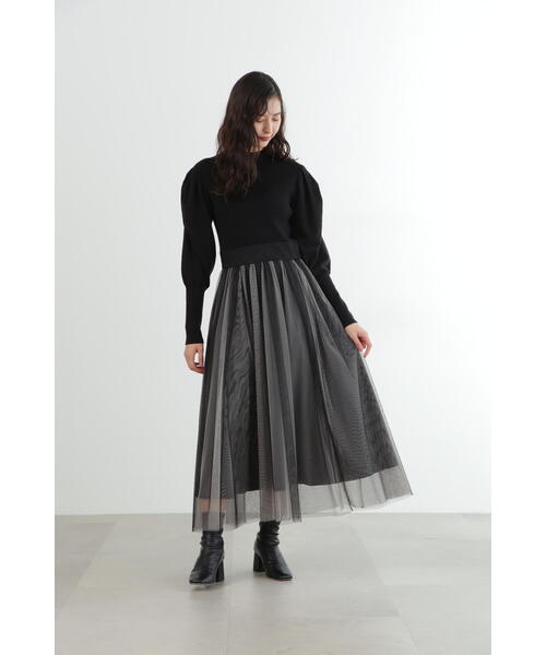JILL STUART(ジルスチュアート)の「◆ニュアンスチュールニットドッキングワンピース(ワンピース・レディース・ブラック/ブルー・2/4)」の12枚目の写真