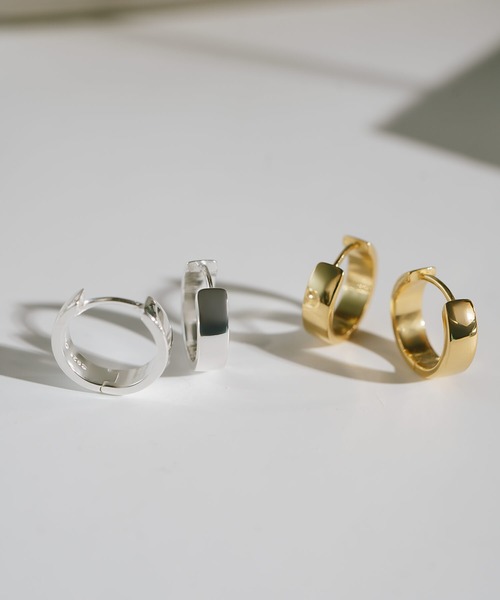 Ops.(オプス)の「ピアス 金属アレルギー対応 フープピアス シルバー925 ゴールド 【kyklos-flat キクロス・フラット】(ピアス(両耳用)・レディース・イエローゴールド/シルバー・ONE SIZE)」の3枚目の写真