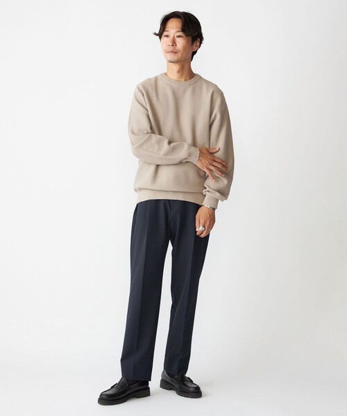 SHIPS（シップス）の「SHIPS:〈洗濯機可能〉SOLOTEX(R) コットン ピケ クルーネック ニット（ニット/セーター・メンズ・ライトグレー/ベージュ/ネイビー/オレンジ/ブラック・SMALL/MEDIUM/LARGE/X-LARGE）」の12枚目の写真