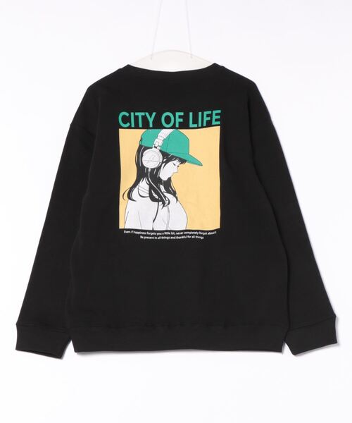 セール】back print illustration sweat shirt/バックプリント