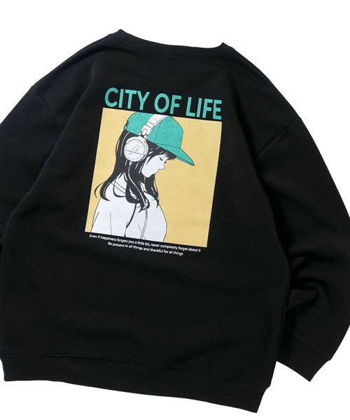 back print illustration sweat shirt/バックプリント イラスト