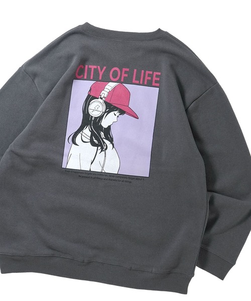 back print illustration sweat shirt/バックプリント イラスト
