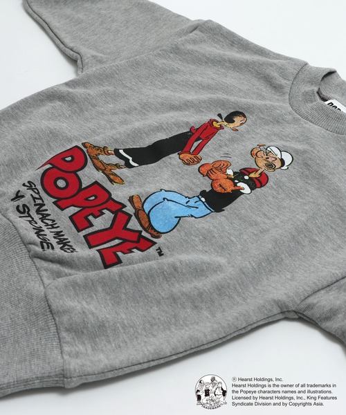 JAM & LINK（ジャムアンドリンク）の「ポパイ 裏毛トレーナー（スウェット・キッズ・ホワイト/杢グレー・100cm/110cm/120cm/130cm/140cm/150cm/160cm）」の9枚目の写真