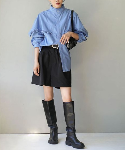 MIMIMEMETE(ミミメメット)の「タックデザイン ショートパンツ(その他パンツ・レディース・ブラック/ライトカーキ/モカ・フリー)」の5枚目の写真