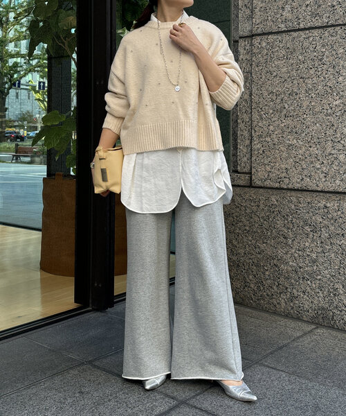 DouDou(ドゥドゥ)の「【WEB限定】ビジューニット(ニット/セーター・レディース・ブラック/チャコールグレー/オフホワイト・FREE)」の5枚目の写真