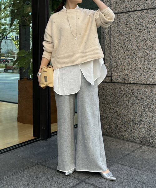 DouDou(ドゥドゥ)の「【WEB限定】ビジューニット(ニット/セーター・レディース・ブラック/チャコールグレー/オフホワイト・FREE)」の6枚目の写真