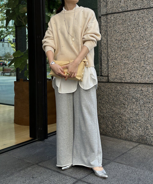 DouDou(ドゥドゥ)の「【WEB限定】ビジューニット(ニット/セーター・レディース・ブラック/チャコールグレー/オフホワイト・FREE)」の7枚目の写真