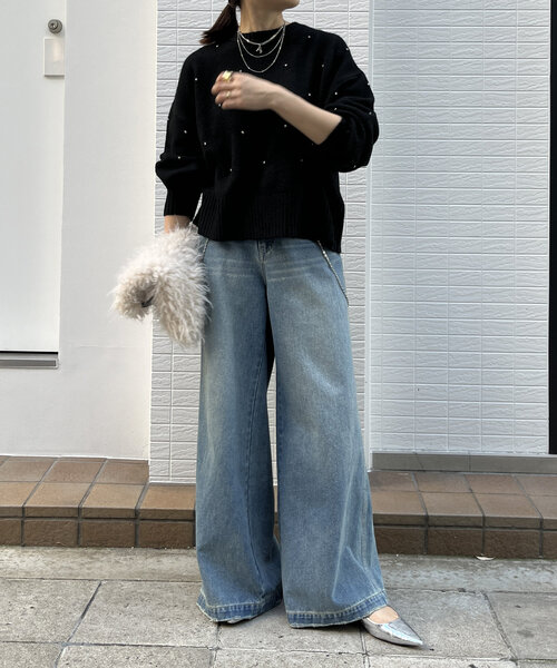 DouDou(ドゥドゥ)の「【WEB限定】ビジューニット(ニット/セーター・レディース・ブラック/チャコールグレー/オフホワイト・FREE)」の14枚目の写真