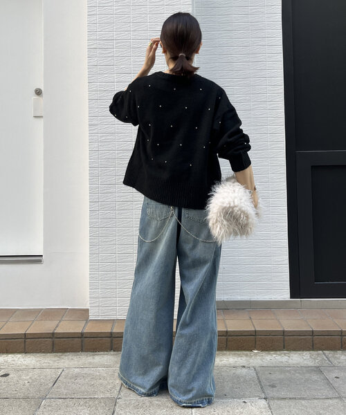 DouDou(ドゥドゥ)の「【WEB限定】ビジューニット(ニット/セーター・レディース・ブラック/チャコールグレー/オフホワイト・FREE)」の17枚目の写真