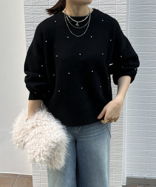 DouDou(ドゥドゥ)の「【WEB限定】ビジューニット(ニット/セーター・レディース・ブラック/チャコールグレー/オフホワイト・FREE)」の18枚目の写真