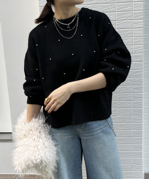 DouDou(ドゥドゥ)の「【WEB限定】ビジューニット(ニット/セーター・レディース・ブラック/チャコールグレー/オフホワイト・FREE)」の19枚目の写真