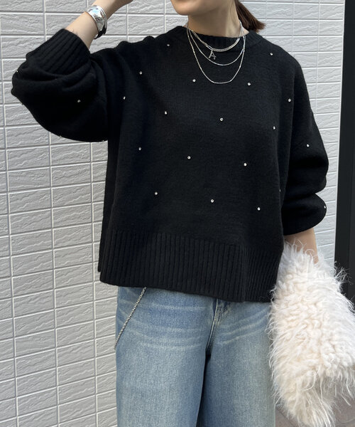 DouDou(ドゥドゥ)の「【WEB限定】ビジューニット(ニット/セーター・レディース・ブラック/チャコールグレー/オフホワイト・FREE)」の20枚目の写真